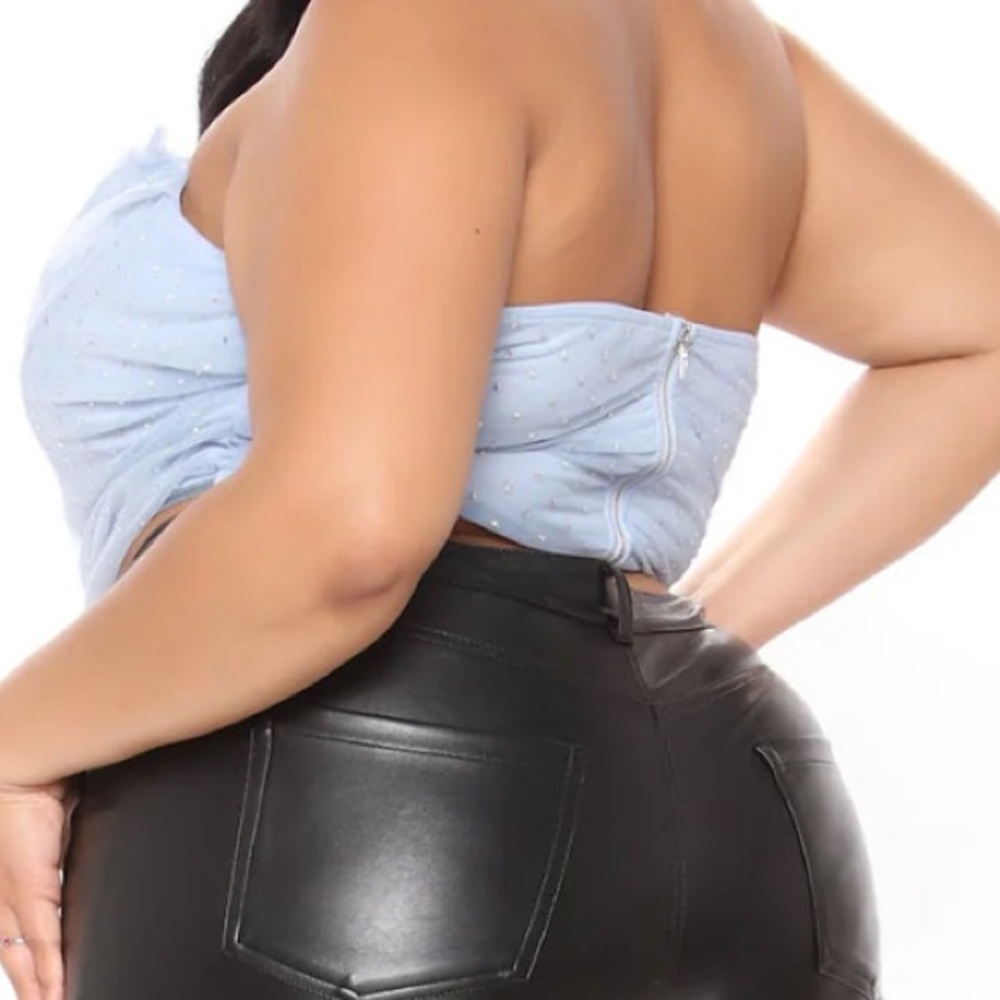 Draped In Rhinestones Corset Top - Light Blue - Picture 3 of 6
